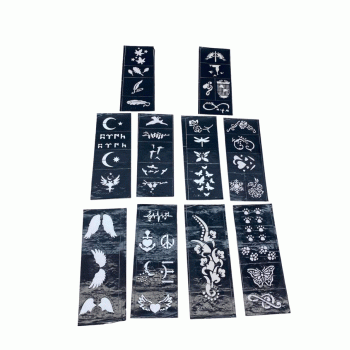 MİX DESEN 8X20CM TÜP KINA DESEN ÇIKARTMA ŞABLONU 10 PARÇA (5381)