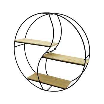 SEMBOL - YUVARLAK 3 KATLI METAL DEKORATİF DUVAR RAF 60 x 14 x 60 cm (5381)