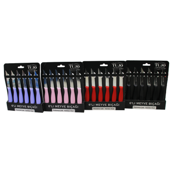 6 PARÇA  MEYVE BIÇAK RENKLİ PLASTİK SAPLI (5381)