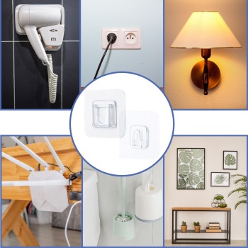 Eşya Sabitleme Askısı 10 Çift Şeffaf Çift Taraflı Yapışkanlı Geçmeli Klips (5381)