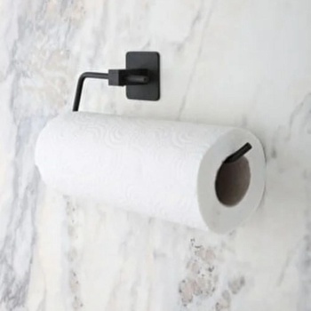 Kendiliğinden Yapışkanlı Siyah Paslanmaz Metal Rulo Havluluk Aparat (5381)