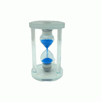 KÜÇÜK CAM KUM SAATİ CAM STANDLI 5 DAKİKA ZAMANLI = ÇAP: 5.8CM-YÜKSEKLİK: 9.8CM (5381)