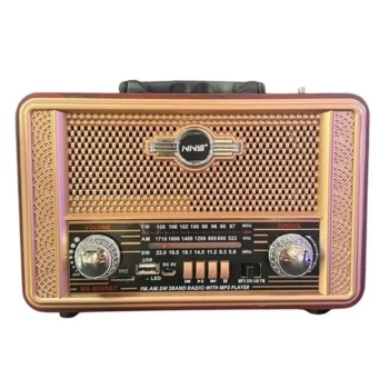 Retro, Nostaljik, Ahşap Tasarım Bluetooth Hoparlörlü, Şarjlı, Taşınabilir Otantik Tasarımlı FM/AM Destekli Radyo NS8098 (5381)