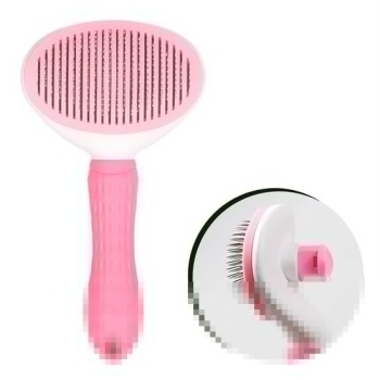 Kedi Köpek Tüy Toplayıcı Kendini Temizleyebilen Ergonomik Saplı Evcil Hayvan Tarağı Pembe (5381)