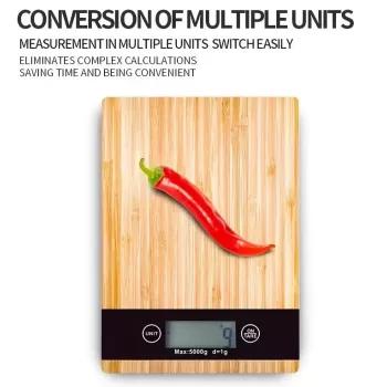 Crown Dijital Hassas Mutfak Tartısı - Terazisi-Hassas Ölçüm 5kg Bambu Görünümlü (5381)