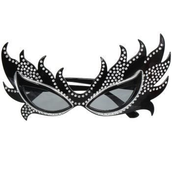 Taşlı Göz Kamaştıran Gecenin Yıldızı Siyah Parti Alev Gözlük (5381)