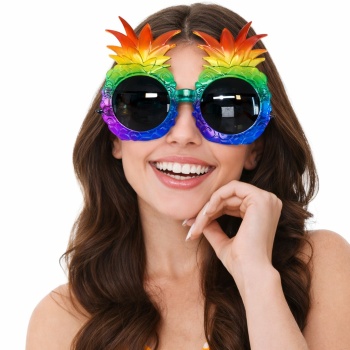 Tropikal Ananas Tasarımlı Renkli Hawaii Parti Gözlüğü (5381)