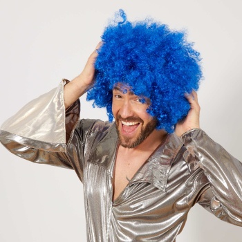 Mavi Renk Kıvırcık Afro Bonus Peruk (5381)