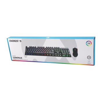 SİYAH GÖKKUŞAĞI IŞIKLI USB KABLOLU OYUNCU KLAVYE - MOUSE SET (5381)