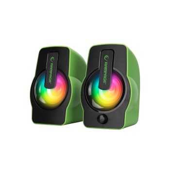 YEŞİL - RGB IŞIKLI 1+1 HOPARLÖR SPEAKAER SET USB KABLO 2.0 MULTİMEDYA - 6W (5381)