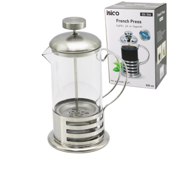 FRENCH PRESS METAL KAFES - METAL KAPAK 800ML CAM BİTKİ SÜZGEÇİ (5381)