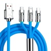 Kutulu  3 Şarj Aleti 1 Arada Çinko Alaşım Hızlı Şarj Kablosu Mavi 3 in 1 (5381)