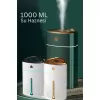 1000 ML Ultrasonik Hava Nemlendirici Işıklı Buhar Makinesi Ve Aroma Difüzörü (5381)