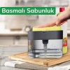 İkisi Bir Arada Basmalı Pratik Sıvı Sabunluk Pompası ve Bulaşık Yıkama Süngeri Haznesi (5381)