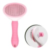 Kedi Köpek Tüy Toplayıcı Kendini Temizleyebilen Ergonomik Saplı Evcil Hayvan Tarağı Pembe (5381)