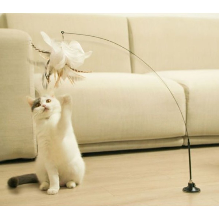 Vantuzlu Tüylü Zilli Kedi Oyun Oltası (5381)