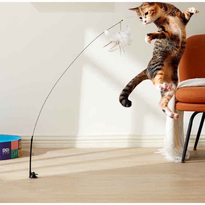 Vantuzlu Tüylü Zilli Kedi Oyun Oltası (5381)