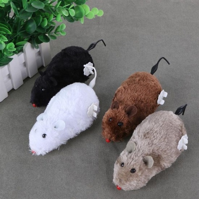 Kurmalı Kedi Eğitim Oyuncağı Tüylü Peluş Fare Yakalama İnteraktif Sevimli Eğlenceli Oyuncak (5381)