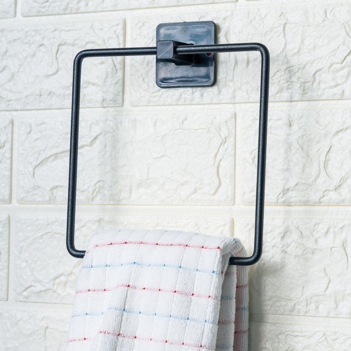 Kendiliğinden Yapışkanlı Siyah Paslanmaz Metal Kare Havluluk (5381)