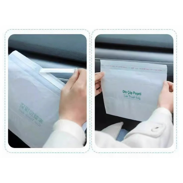 Pratik Su Geçirmez Oto Araba Çöp Poşeti Yapışkanlı 20 Adet (5381)