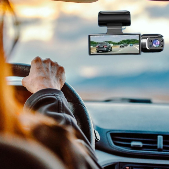 WiFi Destekli Araç İçi &amp;amp; Dışı Çift Kameralı Dikiz Aynası Kamera (5381)