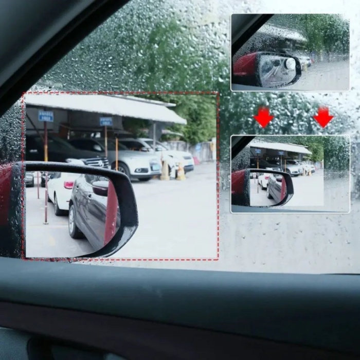 4 Parça Yan Aynalar ve Yan Camlar İçin Araç Ayna Yağmur Kaydırıcı ve Cam Buğu Önleyici Film Seti (5381)