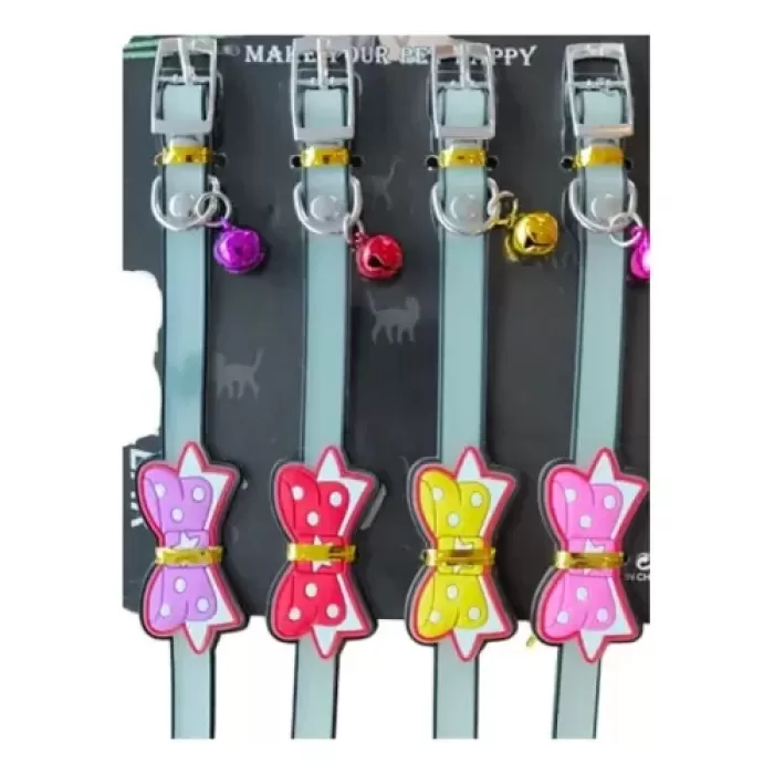 Papyonlu Silikon Kedi Tasması