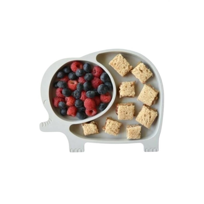 Bebek ve Çocuk için Sevimli Fil Model Desenli Yemek Bebek Mama Kabı Bölmeli Tabak (5381)
