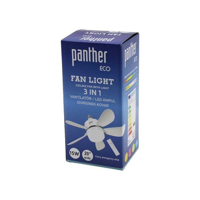 3İN1 VANTİLATÖR - LED AMPUL - SİVRİSİNEK KOVAR KUMANDALI 20 İNÇ 15W 3-KADEME HIZ 18X52CM BRKT-137252 (5381)