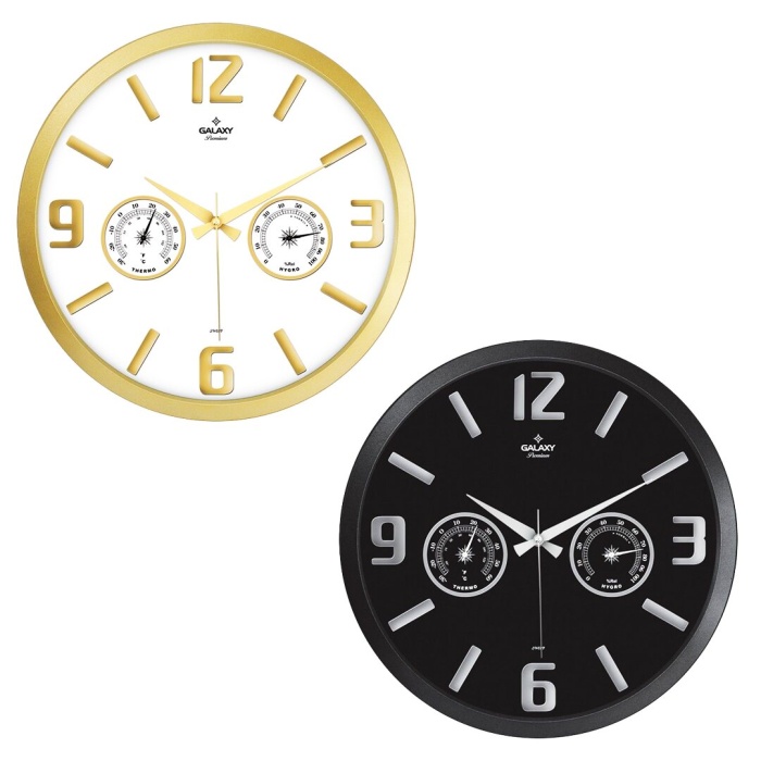 TERMOMETRELİ ISI - NEM ÖLÇER KABARTMA RAKAMLI DUVAR SAATİ ÇAP: 38 CM (5381)