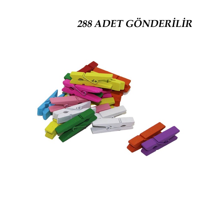 288 ADET MİNİ  RENKLİ AHŞAP  FOTOĞRAF - SÜS - SUNUM MANDALI  (5381)