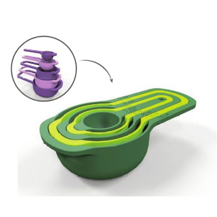 Pratik Ölçü Kaşığı Kabı 5&amp;apos;li Şeker Baharat Sıvı Ölçer Aparat (5381)