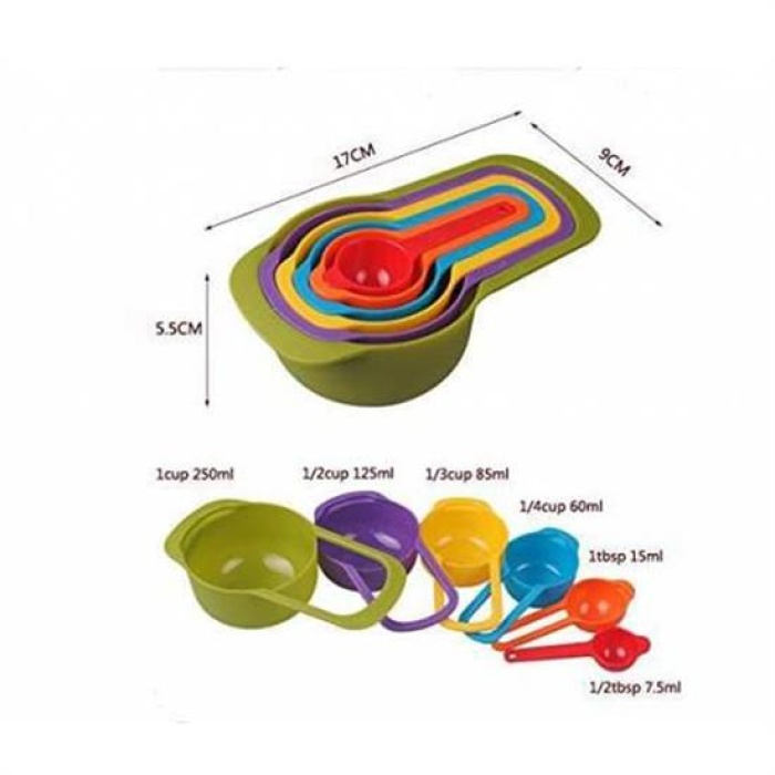 Pratik Ölçü Kaşığı Kabı 5&amp;apos;li Şeker Baharat Sıvı Ölçer Aparat (5381)