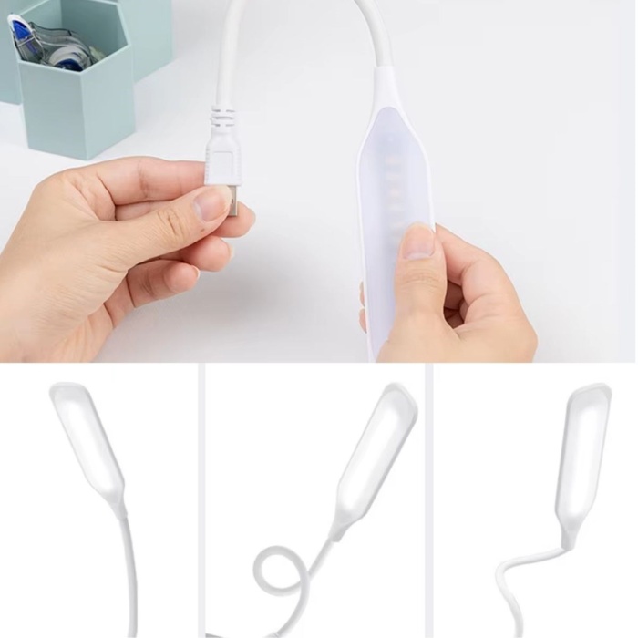 USB Girişli 14 Ledli 3 Kademeli Dokunmatik Masa/Kitap Okuma Lambası Ledi Beyaz (5381)