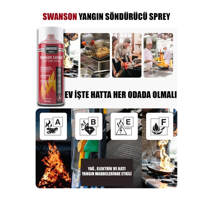 3 ADET YANGIN SÖNDÜRÜCÜ - YANGIN SAVAR SPREY 500ML + 500 ML + 500 ML  EV - OFİS - OTO ARAÇ   ATEŞ BOĞUCU KÖPÜK TABAKA OLUŞTURUR (5381)