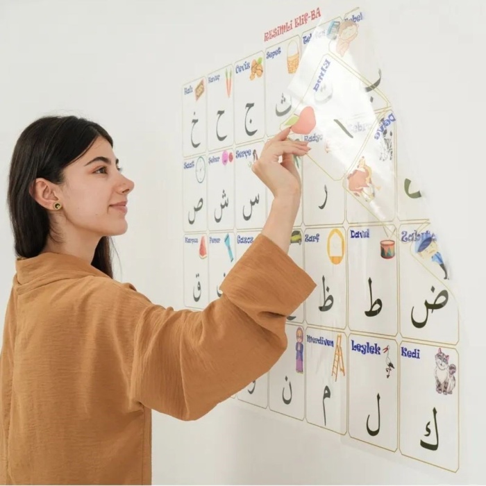 100x150 cm Statik Kağıt Elif-Ba Öğrenme Tahtası (5381)