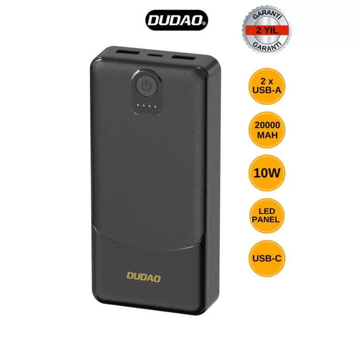 Powerbank Dudao K10Pro 2.4A 20000mAh 2 x USB-A - Siyah (5381)