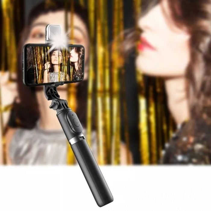 Kendiliğinden Işıklı Masaüstü Tripod Olabilen Telefon Tutuculu Kablosuz Kumandalı Selfie Çubuğu (5381)