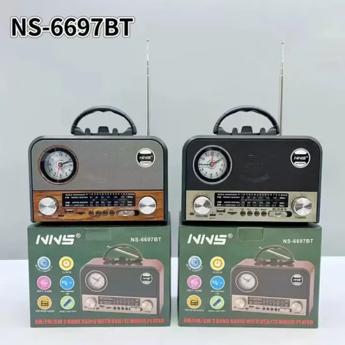 Nns NS-6697BT Taşınabilir Bluetooth Nostaljik Radyo (5381)
