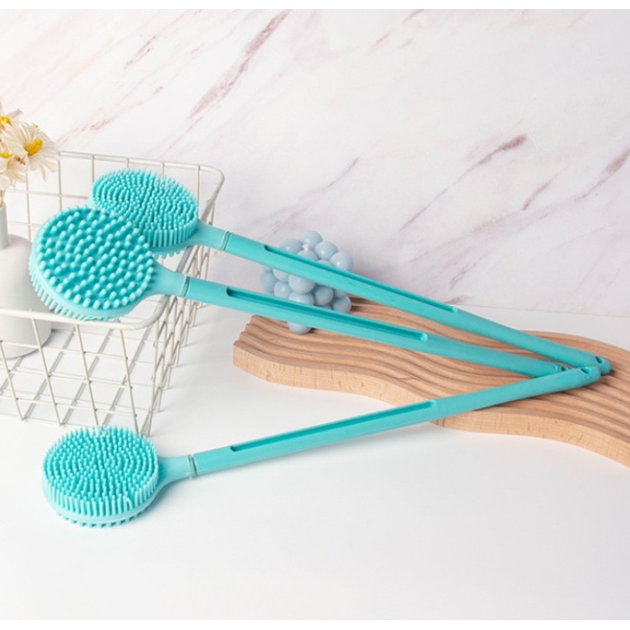 Çift Taraflı Silikon Uzun Saplı  Banyo Fırçası CM-331 (5381)