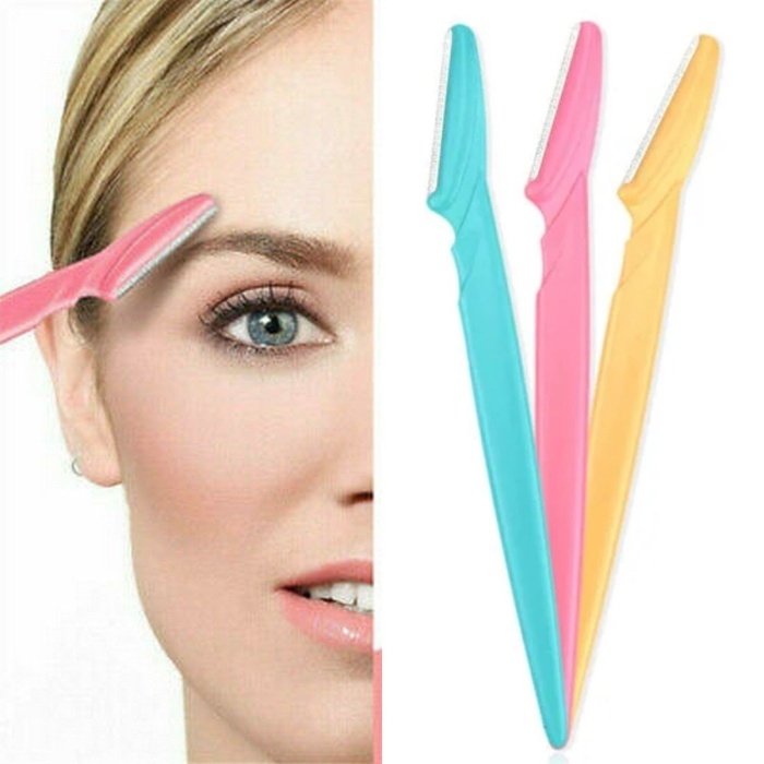 3’lü Kadın Kaş Usturası Seti – Hassas Ciltler İçin Güvenli Yüz Tüy Temizleme Bıçağı (5381)