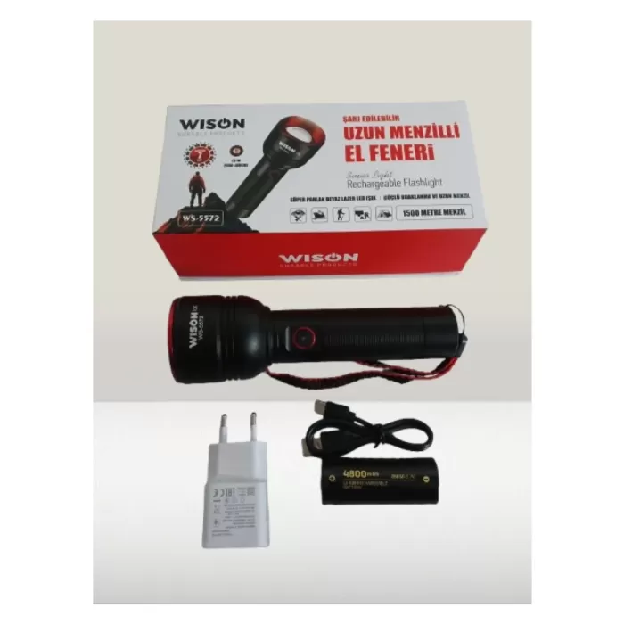 WISON WS-5572 20W Uzun Menzilli Şarjlı Metal El Feneri (5381)