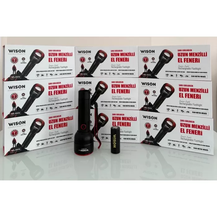 WISON WS-5572 20W Uzun Menzilli Şarjlı Metal El Feneri (5381)