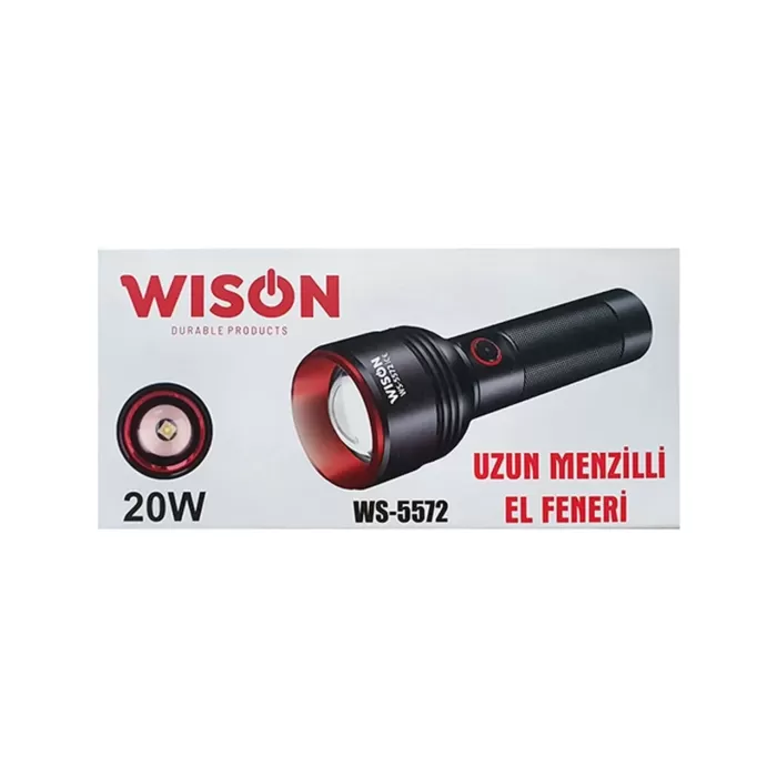 WISON WS-5572 20W Uzun Menzilli Şarjlı Metal El Feneri (5381)