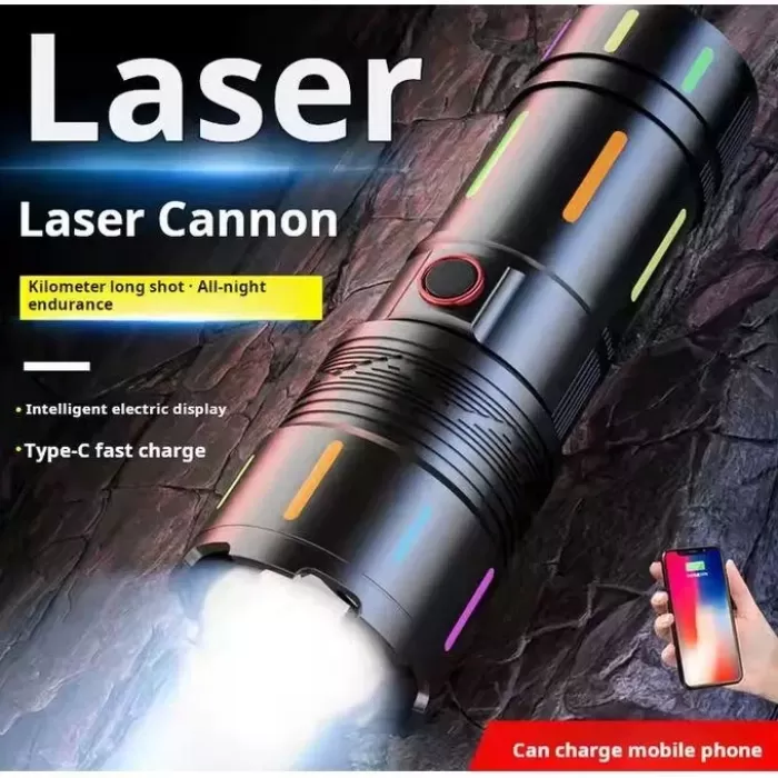 LED El Feneri 2000 Lümen USB Şarj Edilebilir Flash Işığı Yüksek Güçlü El Feneri Taktiksel Uzun Menzil El Lambası XA-B707 (5381)