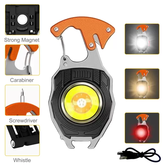 LED Şarj Edilebilir El Feneri Çok Amaçlı Alet Anahtarlık (5381)