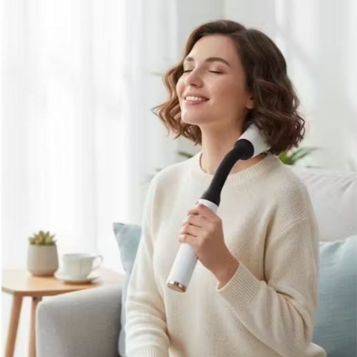 4 Farklı Başlıklı Uzun Saplı Derin Doku Masaj Tabancası, Boyun, Omuz ve Sırt için Ergonomik Saplı Çoklu Masaj Modlu Taşınabilir Masaj Aleti (5381)