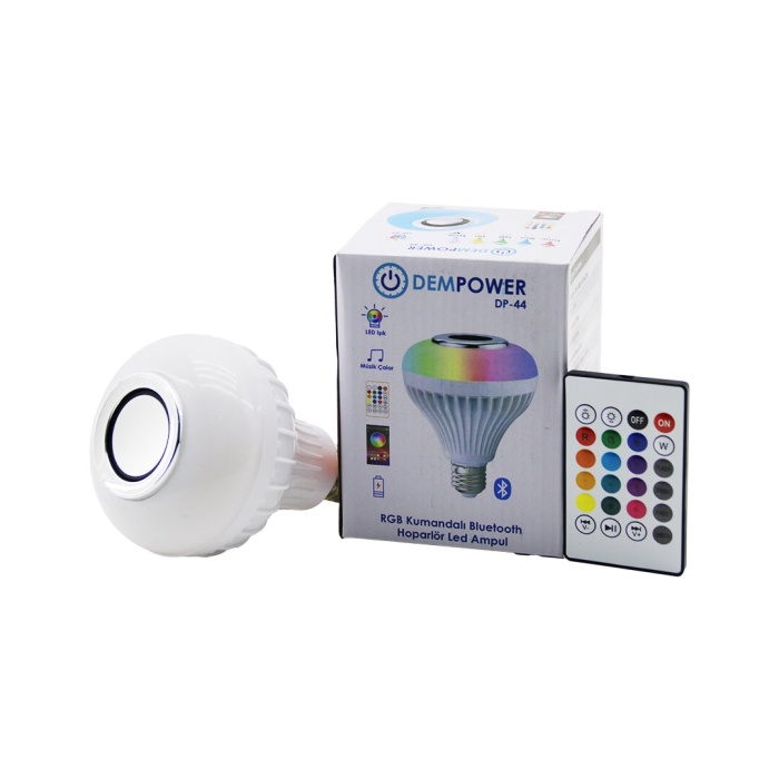 2IN1-KUMANDALI RGB LED AMPUL - BLUETOOTH HOPARLÖR MÜZİK ÇALAR LED-7W - HOPARLÖR-3W (5381)