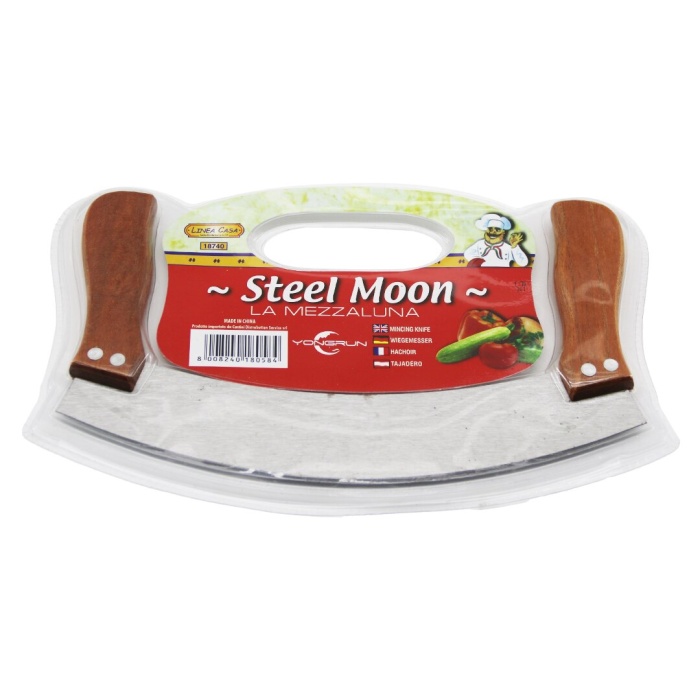STEEL MOON ÇİFT AHŞAP SAPLI ZIRH BIÇAK KESİCİ - DOĞRAYICI 24 x 14 x 1,5 cm (5381)