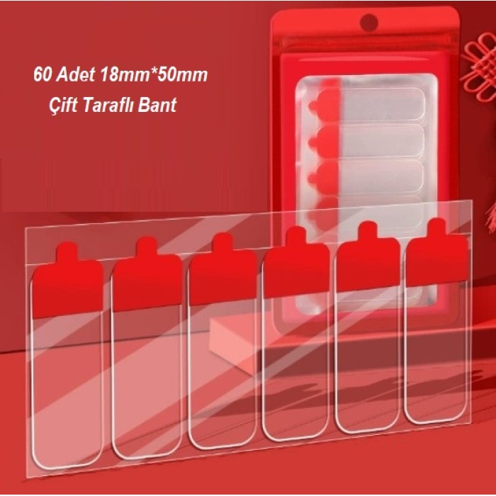 60 Parça Kolay Açılır Güçlü Çift Taraflı Bant 18mm*50mm (5381)